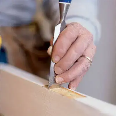 Mortise a hinge with chisel