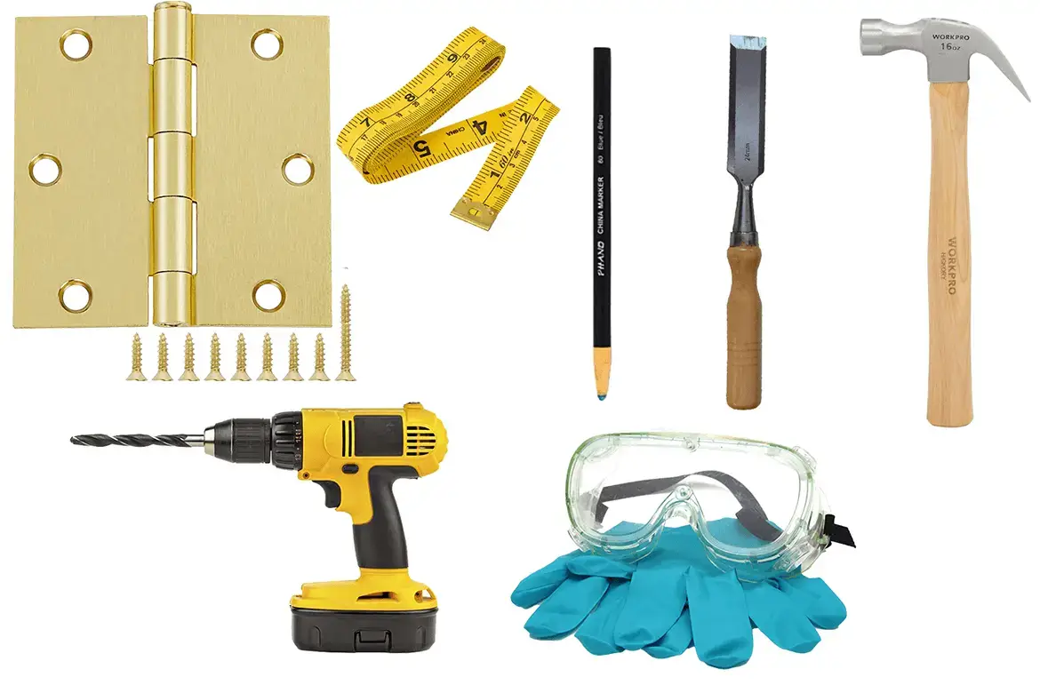 tools and materials for hinges installation